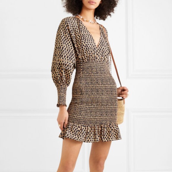 NWT Rhode Resort Anya Shirred Polka-Dot Dress - Picture 2 of 8